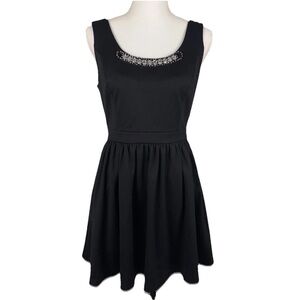 Princess Vera Wang Party Dress Medium Black Jewel Neck Fir & Flare Pockets